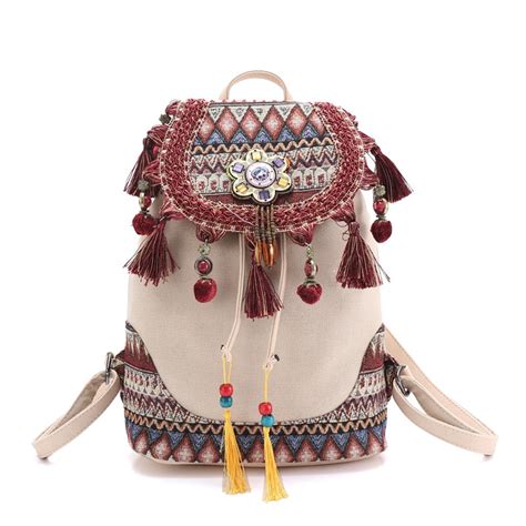 Backpack For Women Bohemian Style Hippie Boho Vintage Ladies Canvas
