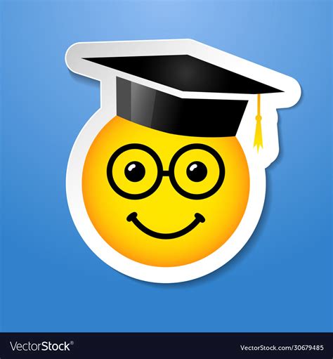 Graduating Smile Emoji Glasses Royalty Free Vector Image