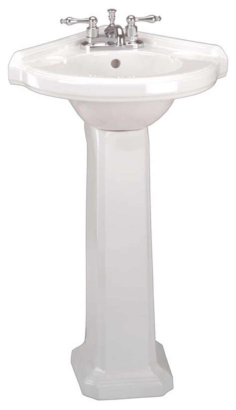 Corner Pedestal Sink Small White Space Saver 4 Centerset Holes With