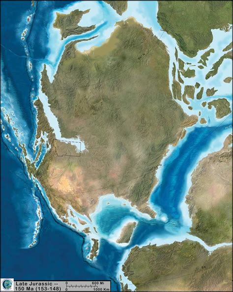 Paleogeographic Map Showing North America As It May Have Looked During