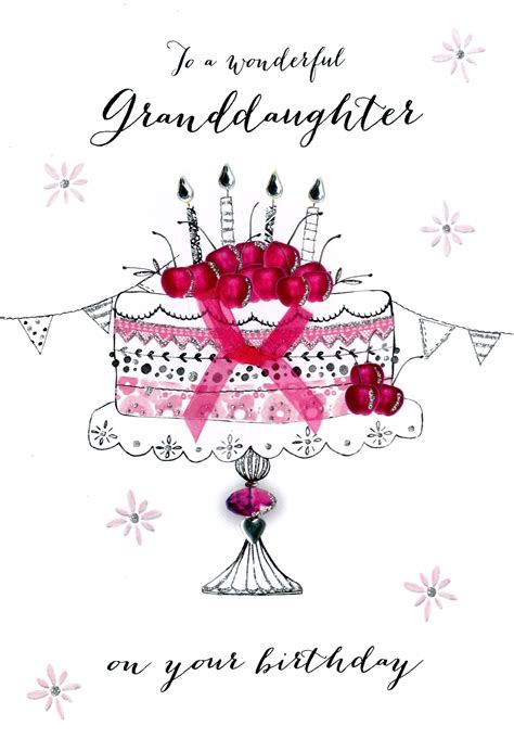 Find a printable like printable birthday cake card and much more. Wonderul Granddaughter Birthday Embellished Greeting Card | Cards