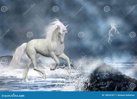 White Unicorn Stock Illustration Illustration Of Horn 18624787