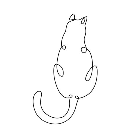 Premium Vector Continuous One Line Drawing Of Cat Sits With Its Back