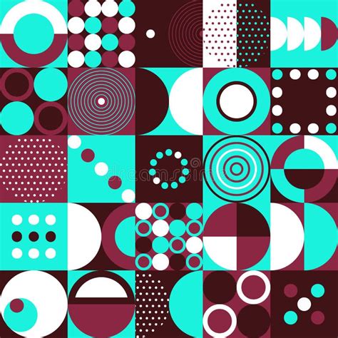 Seamless Pattern Geometry Shapes In Cool Blue And Red Stock Vector