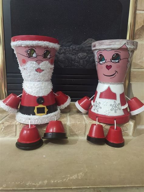Mr And Mrs Claus Clay Pots Clay Pots Clay Diy Projects