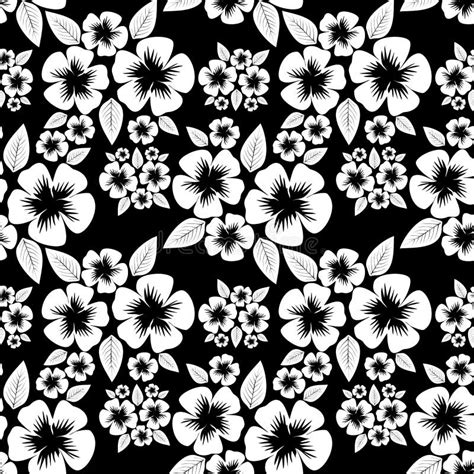 Monochrome Flower Seamless Pattern Stock Vector Illustration Of