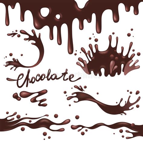 Chocolate Splashes Vector Set Stock Vector Illustration Of Drink