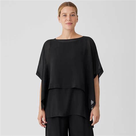 Sheer Silk Georgette Poncho Eileen Fisher