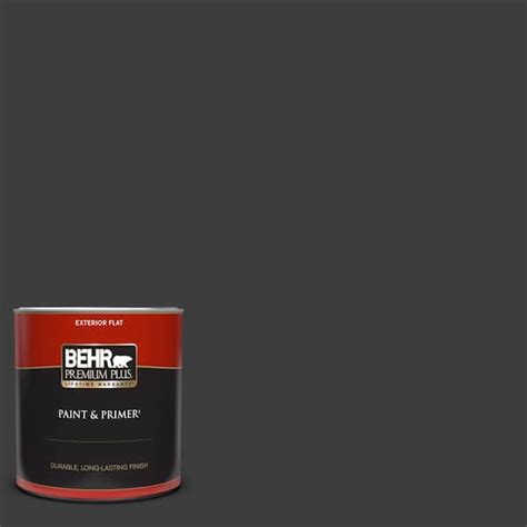 Behr Premium Plus 1 Qt Black Flat Exterior Paint And Primer 430004 The