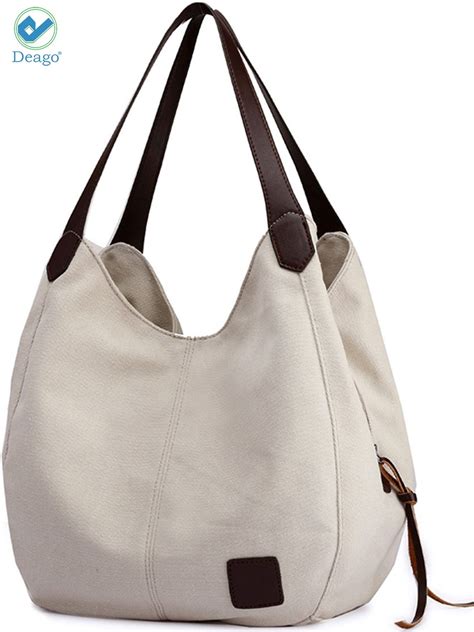 Deago Fashion Womens Multi Pocket Cotton Canvas Handbags Shoulder Bags