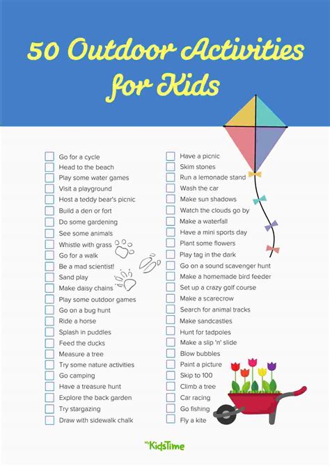 50 Fun Outdoor Activities For Kids Free Checklist