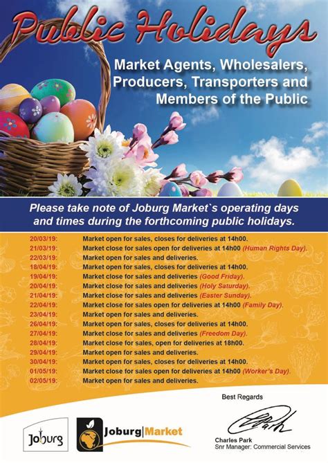 Public Holidays In April And May 2019 Joburg Market Operating Hours Grow