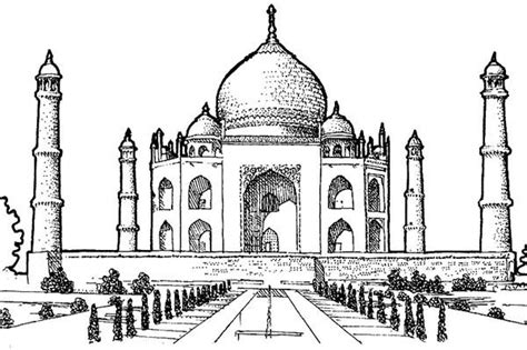 Picture of Taj Mahal Southern View Coloring Page - NetArt