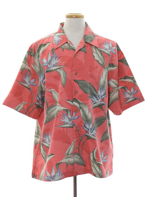 Hawaiian Shirt 90s Jamaica Jaxx Mens Coral Background White Gray