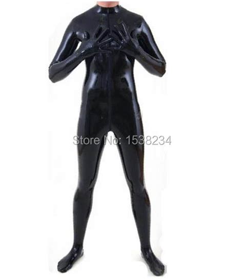Latex Catsuit Black Front Zipper Latex Suit Unitard Sexy Surf Zentai