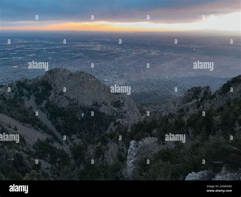 The City Of Albuquerque As Seen At Sunset From The Sandia Mountains