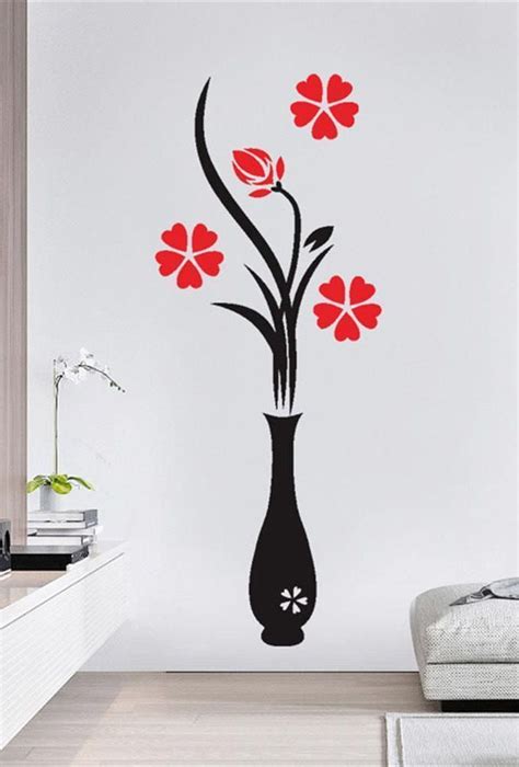 Diy Vase Flowers Wall Painting Decor Simple Wall Paintings Diy Wall