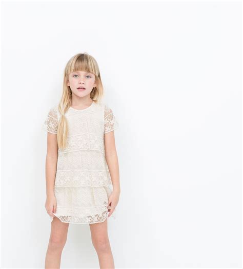 Zara Kids Frilled Embroidered Dress Zara Kids Summer Lace White