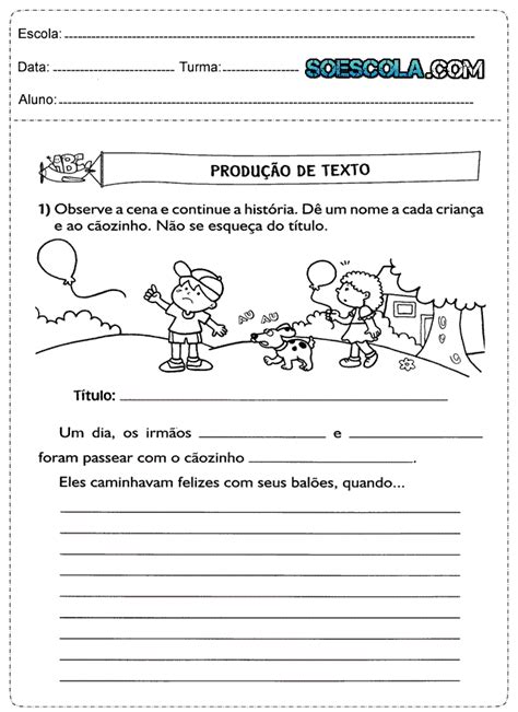 Atividades De Produção De Texto 3º Ano — SÓ Escola