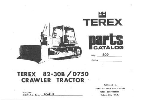 Terex Crawler Dozer Tractor 82 30bd750 Parts Manual
