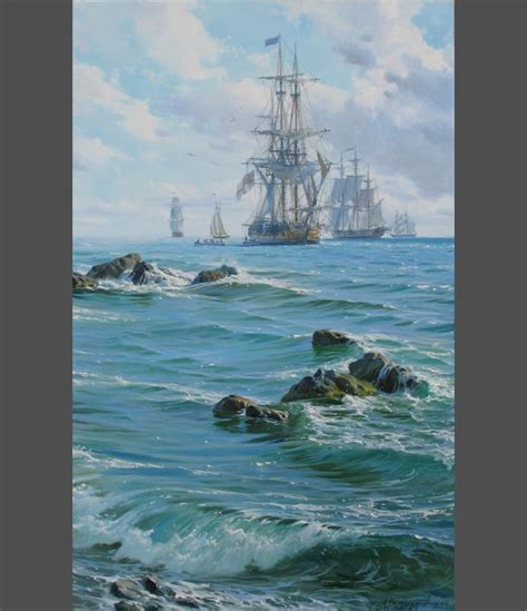 Large Ship Painting By Alexander Shenderov Ocean Painting Etsy