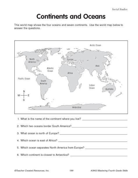 Free Printable Continent And Ocean Worksheet