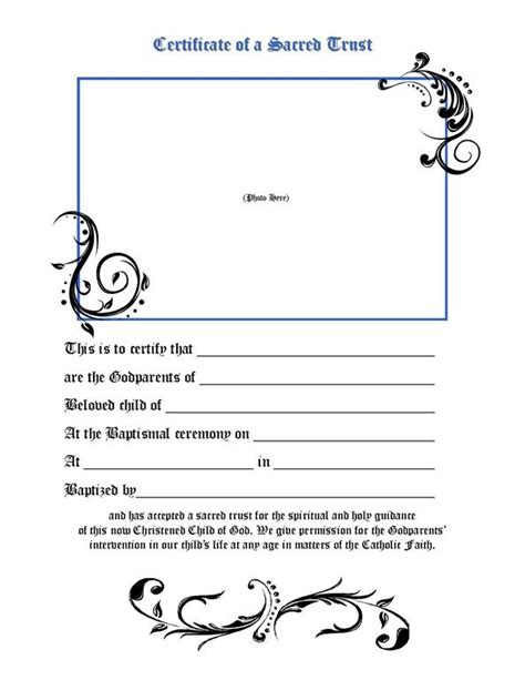 Printable Godparent Certificate Template Printable Word Searches