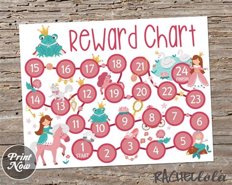 Princess Reward Chart For Kids Printable Instant Download Etsy