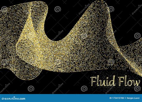 Golden Particles Fluid Flow Gold Glitter Texture Stock Vector