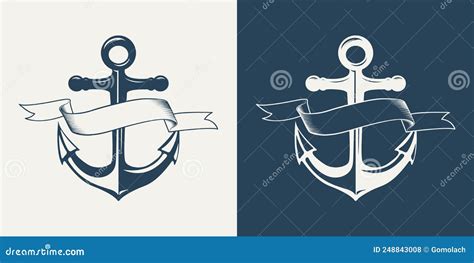 Vector Hand Drawn Anchors With Ribbons Set Isolated Design Template