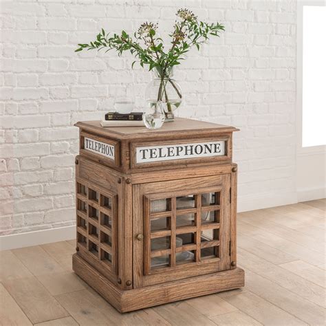 Natural Telephone Box Side Table Wooden Side Table