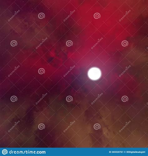 Beautiful Red And Brown Night Sky With A Full Moon Stock Vector