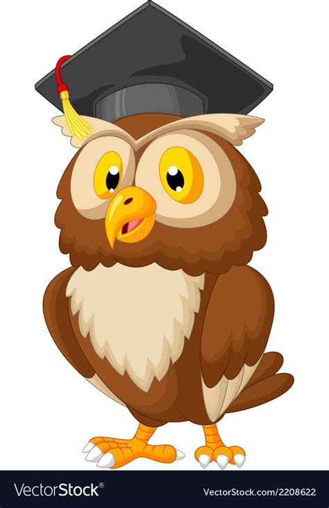 Owl Cartoon Wearing Graduation Cap Royalty Free Vector Image
