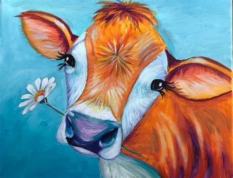 Daisey The Happy Cow Greenville Sc Wine And Design Cow Paintings On