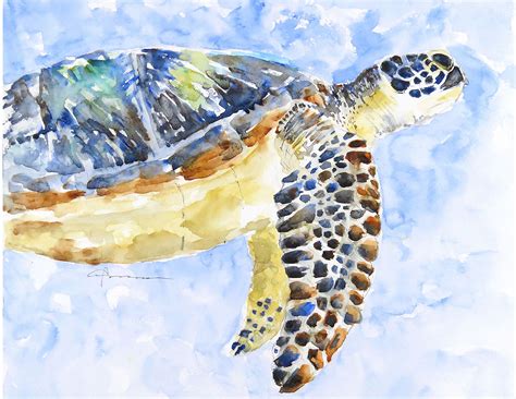 Print SEA TURTLE No. 25 Watercolor Turtle Coastal Art | Etsy | Coastal art painting, Coastal art ...
