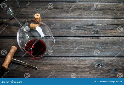 Red Wine In A Wine Glass With A Corkscrew Stock Photo Image Of Glass
