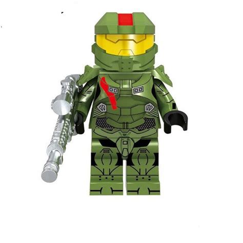 Green Halo Warior Lego Minifigure Building Block Toys