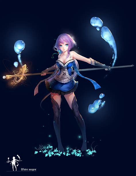 Wallpaper Illustration Anime Girls Short Hair Weapon Purple Hair Thigh Highs Aqua Eyes