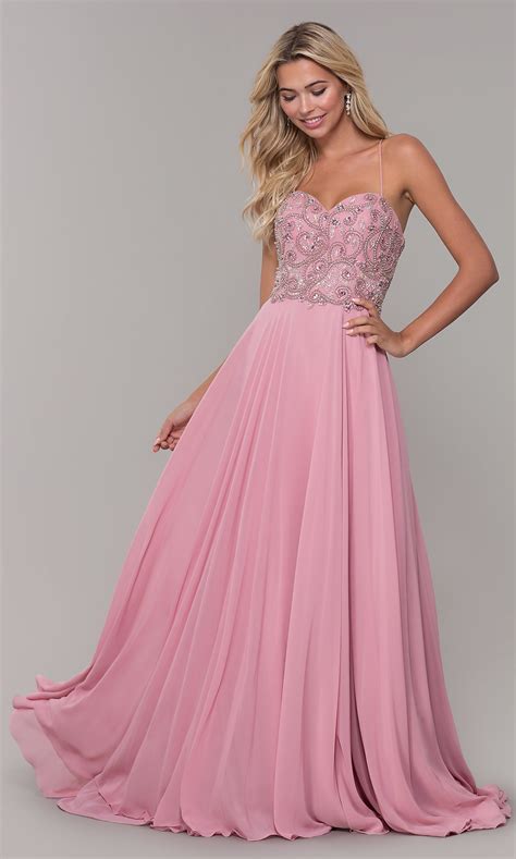 Long Mauve Pink Prom Dress With Corset Back Promgirl