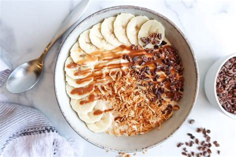 Peanut Butter Chocolate And Banana Greek Yogurt Breakfast Bowl Foodtalk
