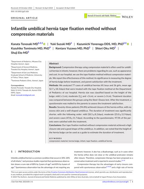 Pdf Infantile Umbilical Hernia Tape Fixation Method Without