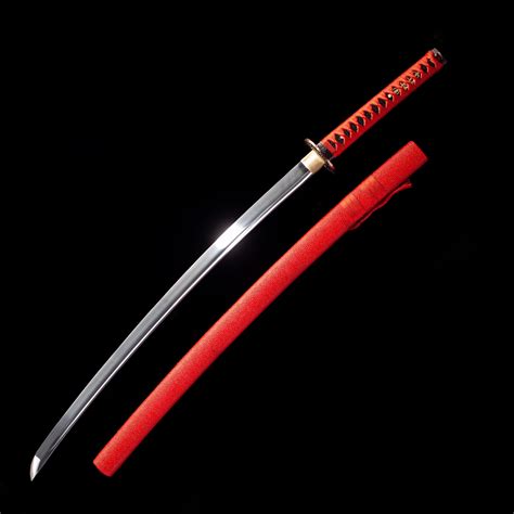 High Manganese Steel Japanese Katana Samurai Swords With Red Leather