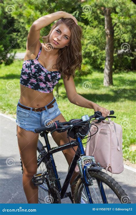 Cute Girl On Sports Bike In The City Stock Image Image Of Pretty