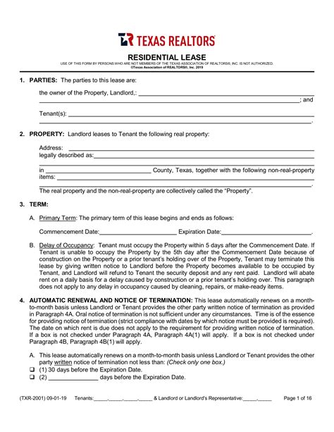 Some document may have the forms filled, you have to erase it. Free Texas Association of Realtors Lease Agreement Template - PDF - eForms