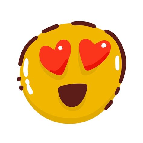 Premium Vector Smiling Emoji In Love In The Eyes Of The Heart
