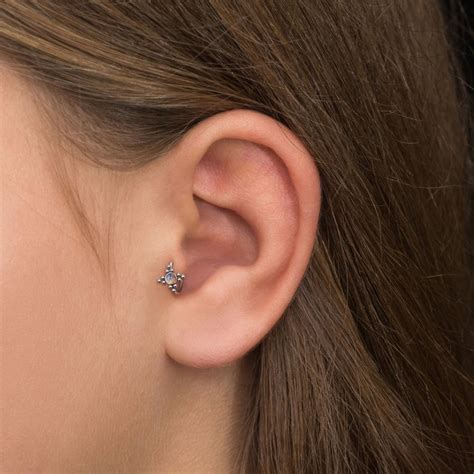 Forward Helix Earring Titanium Cz Tragus Earring G G Etsy