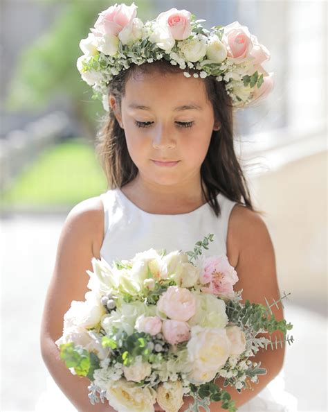 Coroncina Floreale E Bouquet Per Flower Girl Tema Romantico Flower Girl