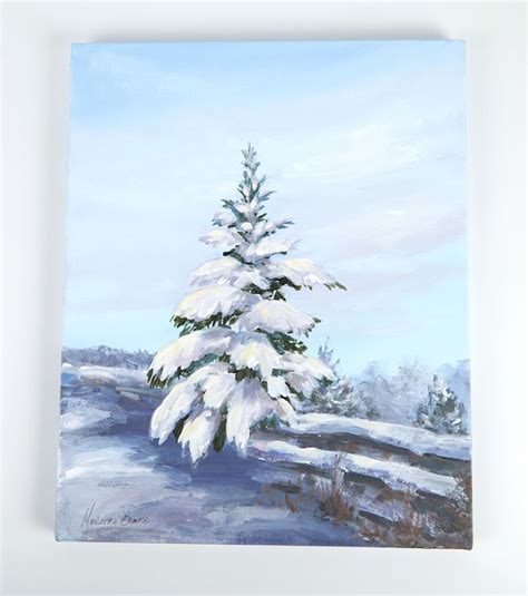 Snow Covered Tree Painting Picture Ideas