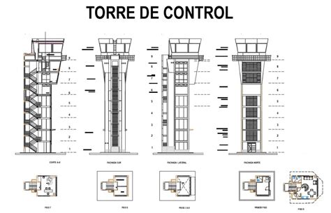 2d Cad Drawing Of Airport Control Tower Design In Dwg File Cadbull