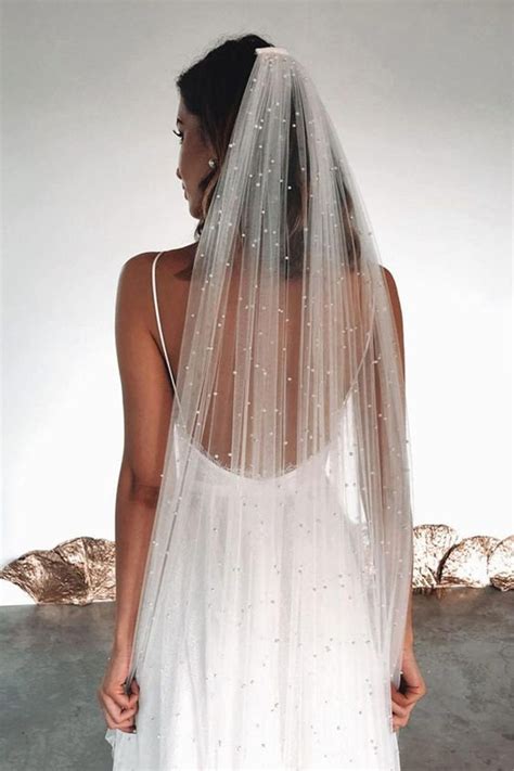 Wedding Veil Floral Veil Pearls Veil Pearl Edge Veil Ivory Etsy In Long Veils Bridal